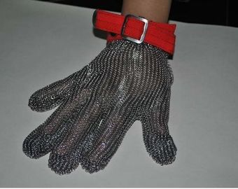 China Luvas de aço inoxidável da rede de arame da segurança para a indústria da proteção, tipo de cinco/três dedos fornecedor