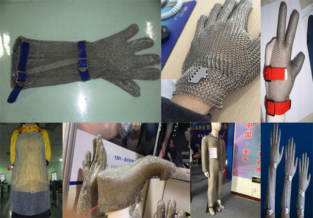 Luvas de aço inoxidável da rede de arame da segurança para a indústria da proteção, tipo de cinco/três dedos